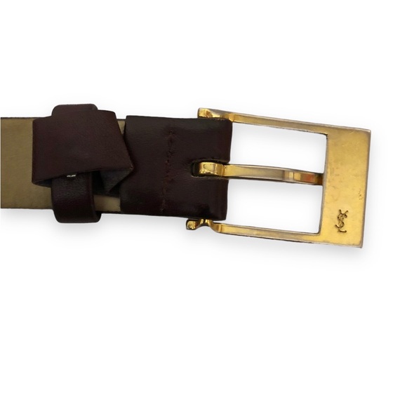 YVES SAINT LAURENT Burgundy Glove Tanned Leather Belt VINTAGE - Picture 4 of 8